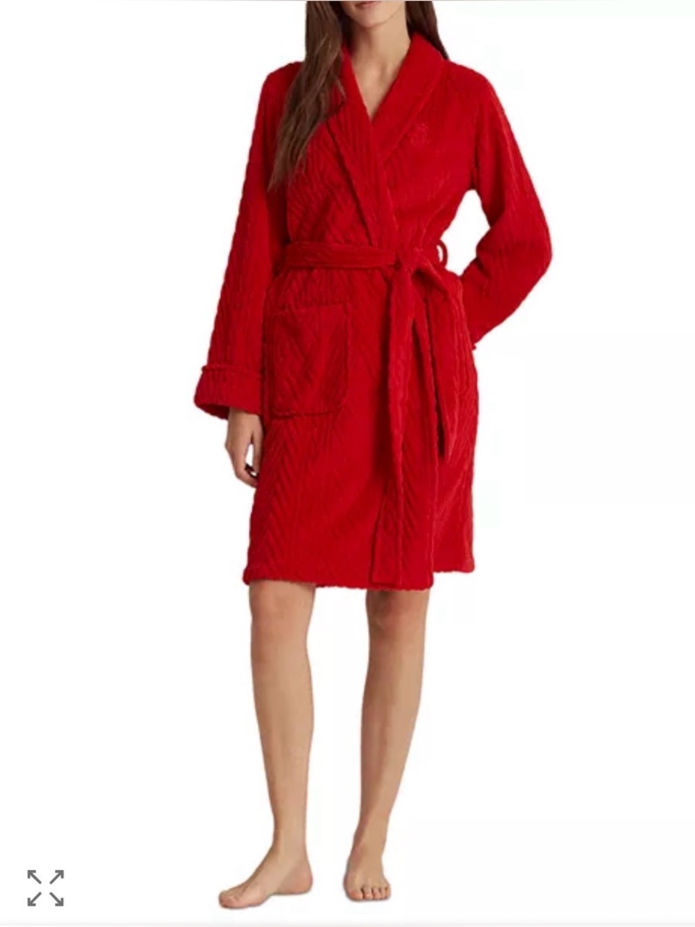 Lauren Ralph Lauren Robe Red Shawl Collar NWT Soft Cable Knit Women’s M